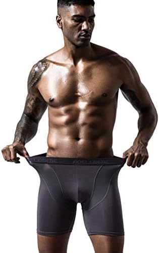 Shorts de boxer bmisEgm para homens embalam a secagem respirável de esportes elásticos e elásticos de esportes longos e magros de calça de roupa íntima masculina