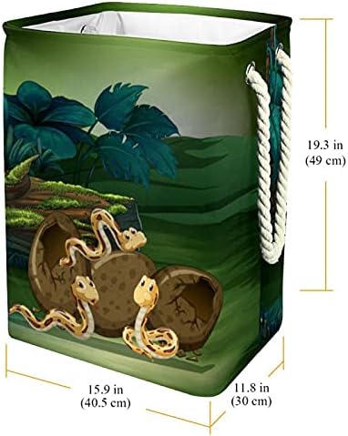 Deyya Cestas de lavanderia impermeabilizadas altas dicas dobráveis ​​Três cobras eclodindo ovos impressão cesto para crianças adultas