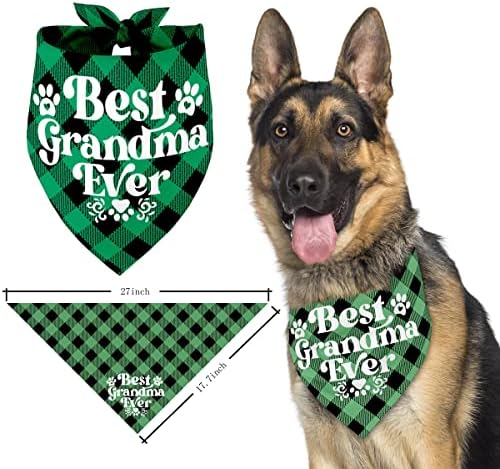 Green Plaid Dog Grandma Bandana Gift, Melhor avó de todos