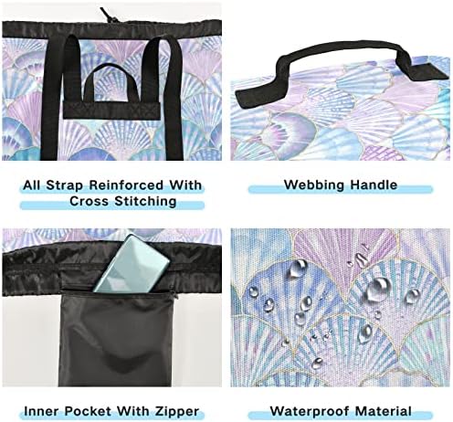 Mochila de lavanderia lavável MnSruu Mochila grande bolsa de roupas sujas com alças de ombro ajustáveis, ondas de casca marítima