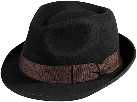 Akio & Aquirax Fedora Hats For Men Mulheres Chapéu Australiano de Vestido de Lã Mens com Brim Classic Felt Fedora Vintage