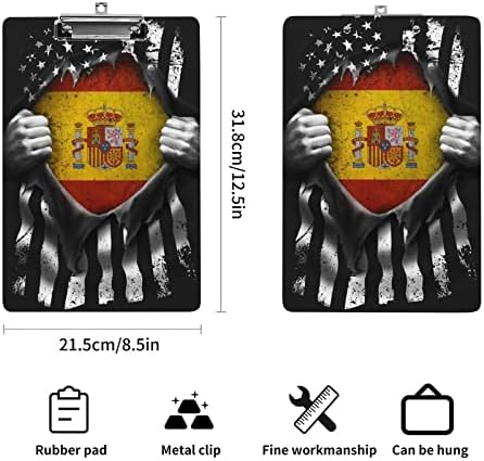 Bandeira da bandeira americana espanhola acrílico em placas de clipe portátil com placa de clipe de metal de baixo perfil para escritório