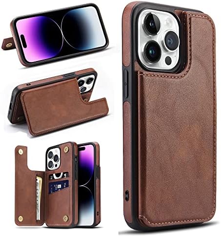 Dogodon Design para iPhone 14 Pro Max Wallet Case com titular de cartão de crédito Luxo Coloque de couro Coloque de cartão