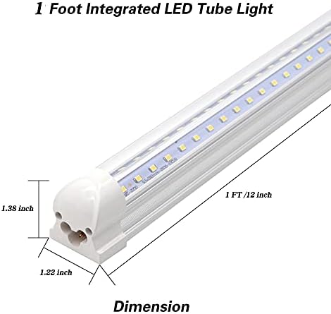 Luminária de lojas LED, 12 polegadas 9W, 1080lm, 5000k Luz do dia Branco, T8 em forma de V Luz de tubo integrada, saída de Hight, branco mais brilhante, luz do tubo LED para garagem, armazém, plug e play