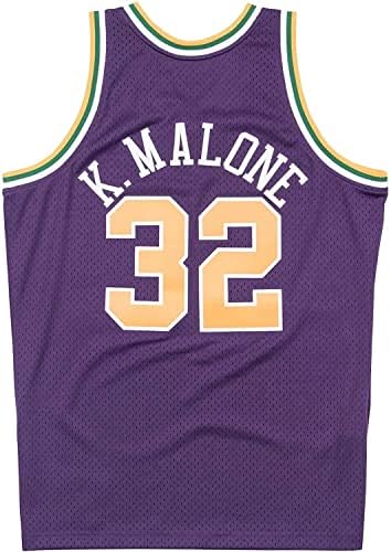 Karl Malone Utah Jazz 32 Purple Yellow Kids 4-7 Soul Hardwood Classic Swingman Jersey