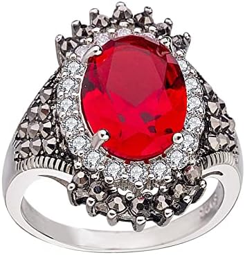 2023 Novo anel preto tailandês vintage Big Jewelry Pomã anel prateado anel de minério de anéis de anel exagerado vermelho