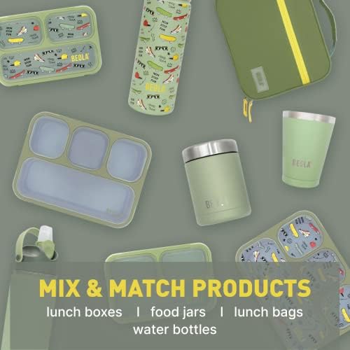 BEOLA Lunch Box for Kids Adults, Bento de almoço de compartimento múltiplo com planejador de refeições magnéticas, 3 ou 4 lanches de compartimento, BPA grátis, com talheres