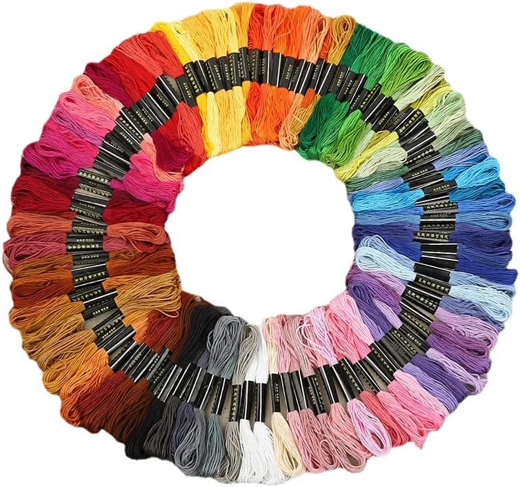 Fletivo de bordado de cor do arco -íris premium com algodão para fios de ponto cruz, fios de pulseira, fio dental
