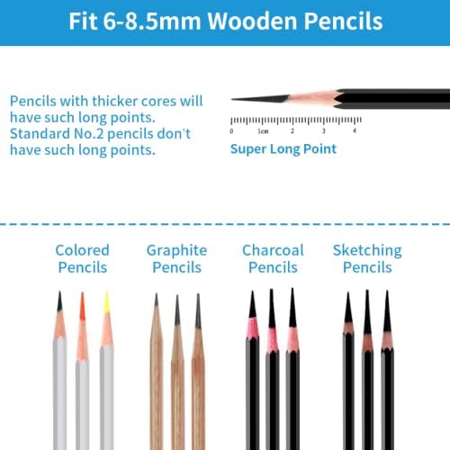Aparecedor de lápis de ponto longo, apontador de lápis de artista automático para 6-8,5 mm de desenho /esboço /lápis colorido,