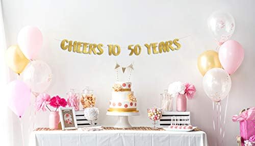 Felicidades a 50 anos Banner Gold Glitter - 50º aniversário e decorações de festas de aniversário