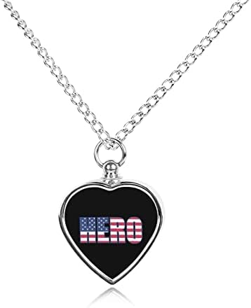 American Hero Flag Pet Pet Urna Colar para Ashes Heart Cremation Joias Memorial Pingente Holder para Cat Dog Cat