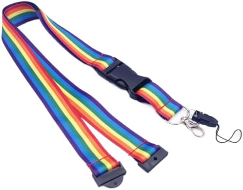 Seklrao Rainbow cordilhão de alça de pescoço lésbico gay com segurança e fivela de liberação rápida para chaves Id Badges