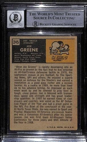 #245 Joe Greene RC HOF - 1971 Topps Football Cards classificados BGS Auto 10 - NFL Autografed Football Cards
