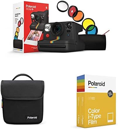 Polaroid Now+ Black-Câmera de filme instantânea do tipo I Bluetooth, com lente de bônus Filtro e bolsa de câmera