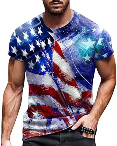 Soldado patriótico de Ubst Mens camisetas de manga curta, 4 de julho de bandeira americana Tops de verão Slim Fit Muscle
