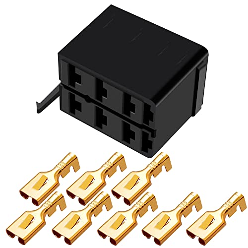 Lote/Sets 6.3mm 14-16awg Conector de terminal de ouro feminino para fêmea para plugue de armazenamento de comutador de