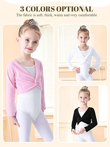 Soudittur Ballet Wrap Top Cardigan Cardigan de manga longa para meninas preto rosa branco 3-13 anos
