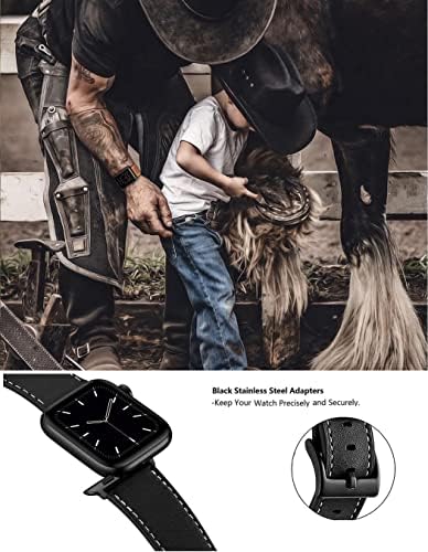 Compatível com Apple Watch Band 49mm 45mm 44mm 42mm, U.B.T Bandas de couro genuínas Strap para Iwatch Ultra SE2 SE Série 9 8 7