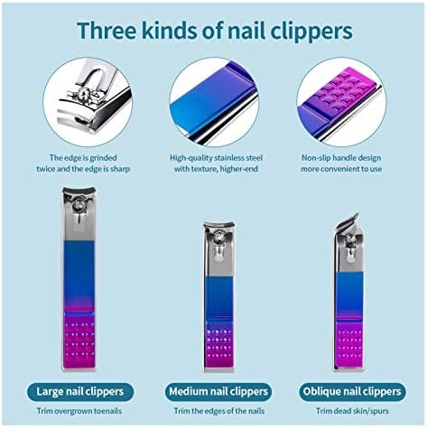 Tesoura de unhas bneguv define colorido dobramento dobrável aço inoxidável acne agulha colher unhas Clipper Ferramenta de manicure