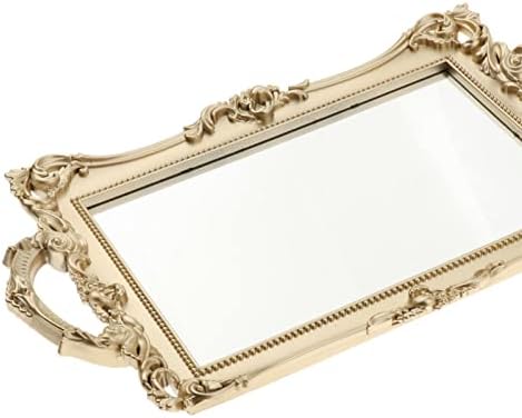 Ｋｌｋｃｍｓ 3x bandeja de espelho de espelho de vaidade 3x com alças para fotos de fotos de casamento em casa Golden