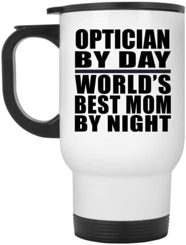 Designsify Optice by Day Melhor mãe do mundo à noite, caneca de viagem branca de 14 onças de aço inoxidável Tumbler,