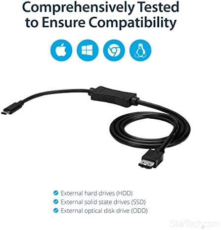 Startech.com USB C para ESATA - 3 pés/1m - 5gbp - para HDD/SSD/ímpar - adaptador de disco rígido externo - Conversor USB 3.0 para