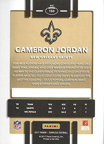 2017 Donruss 150 Cameron Jordan New Orleans Saints Football Card