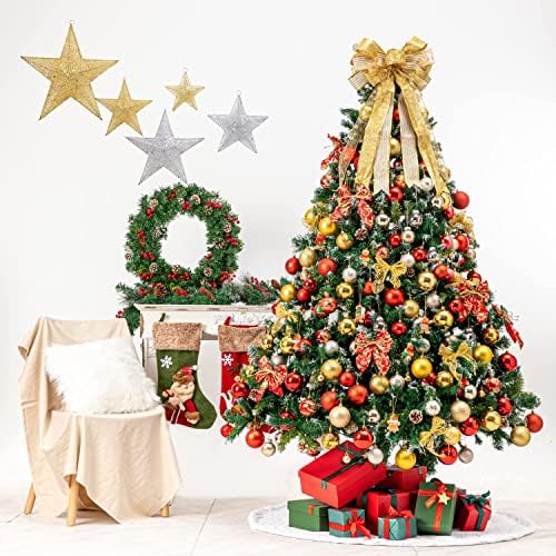 Topper de árvore de Natal, árvore de Natal de arco e arco de grinalda - 15 de largura, 30 de comprimento, arco pré -amarrado,