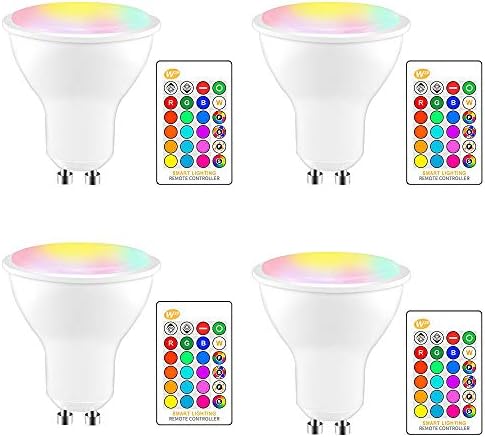 Lâmpadas de LEDs de LED RGB AOZBZ GU10, 4pcs de 8w Alteração da lâmpada LED com controle remoto Luz de humor Dimmable 16 estática de cor, 4 Flash Modo para Decoração de Festival de Party Stage de palco em casa