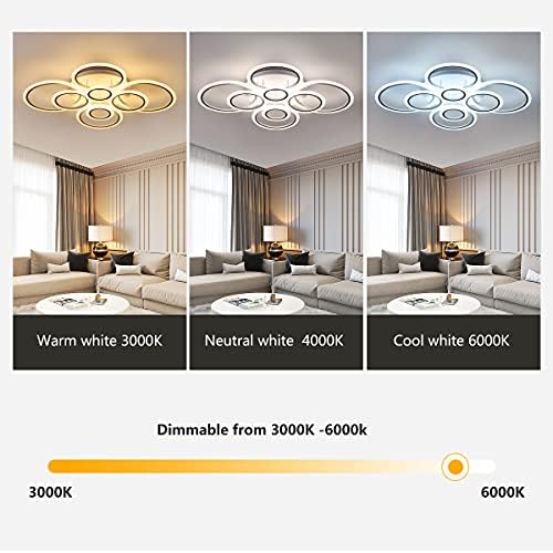 Sinear Dimmable Modern LED Teto Light ， Lâmpada de teto LED de 39 ”, 8 anéis Luz de teto de montagem nivelada para sala de estar,