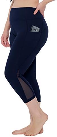 Kquzo Women Plus Size High Caist Cappris Compression Leggings With Pocket 22 Useam