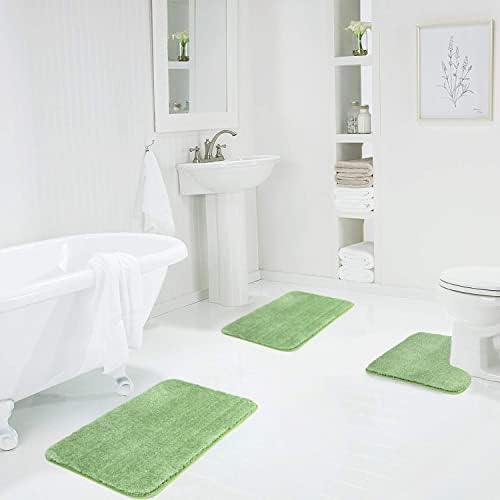 Walensee Shaggy 2 peças de banho de banho conjuntos de tapetes de contorno 20 x 24 U Ranco de contorno e tapetes