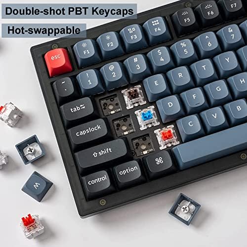 Keychron V3 TKL 80% Layout teclado mecânico com fio personalizado, 87 chaves RGB Luz de fundo qmk/via macro programável, Hot Swappable K Pro Blue Switch PBT CAPS para MAC Windows