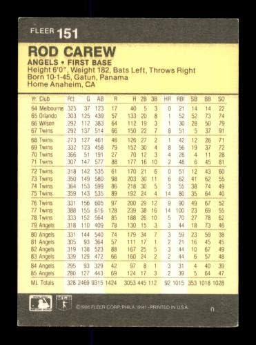 Rod Carew autografou 1986 Fleer Card 151 California Angels SKU 186705 - Cartões autografados de beisebol cortados