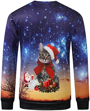 Xxbr suéter de natal feio para homens, 3d engraçado Natal Santa Claus impresso de manga longa de manga longa Swewewewsedshirts