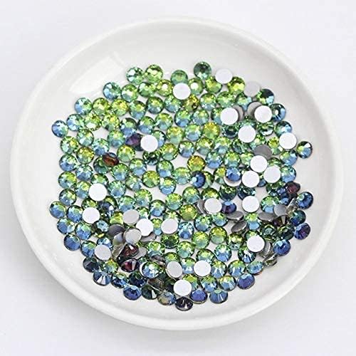 Gem River 2088 Ab Colors Glitter Rhinestones Flatback Nonfix Crystal AB Rhinestones Uil Art Clothing - - Green Flame AB