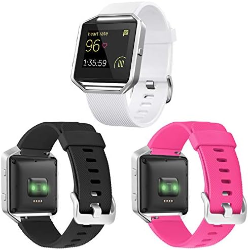 Eseekgo 3-pacote compatível com faixas de incêndio Fitbit para homens mulheres, Silicone Sport Band com 1 PCS Metal Frame Compatível