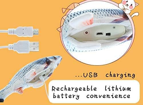 Brinquedo de peixe zedco com cauda realista, pelúcia interativa com bateria recarregável USB, mastigação, garra e travesseiro
