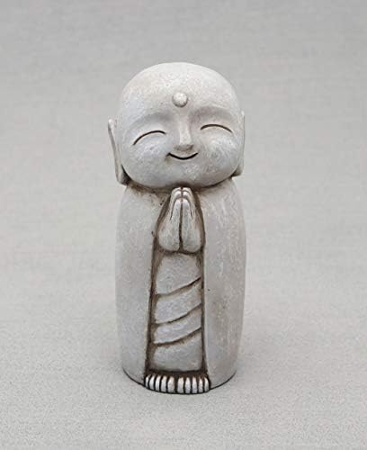 Buda Groove Healing Jizo Monk estátua para uso externo interno em acabamento lavado cinza