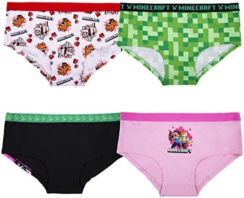 Minecraft Girls 'Pack Algoding Rouphe e 4-Pack Super Soft Hipster em tamanho 4, 6, 8 e 10