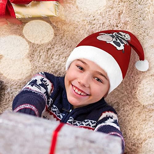 Chapéu de natal de pilha de vaca chapéu de natal e bonitos chapéus de Papai Noel com borda de pelúcia e decoração de natal de revestimento de conforto