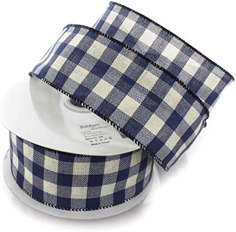 Tradições da fita caem Gingham xadrez Borgonha/fita com fio 2 1/2 por 25 jardas