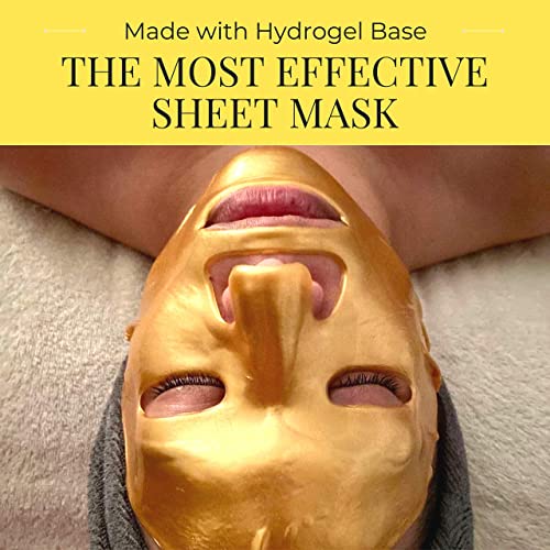 Pacote de ouro brilhante doppeltree | Máscara de ouro sob os olhos + máscara facial + soro de vitamina C + spray facial de água de rosas