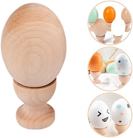Operitacx Egg Cartons 3 sets ovos de madeira de Páscoa com ovos de copo de ovo inacabados ovos de artesanato inacabados ovos