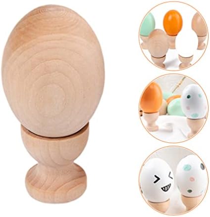 Operitacx Egg Cartons 3 sets ovos de madeira de Páscoa com ovos de copo de ovo inacabados ovos de artesanato inacabados ovos falsos bandeja de ovos de mesa pintando brinquedos para festa de casas de casas de páscoa Topper de mesa de decoração