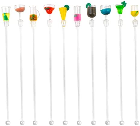 Auear, 10 pack swizzle sticks acrílico colorido coquetel bebida agitador de eixos transparentes para bares cafés restaurantes use home use