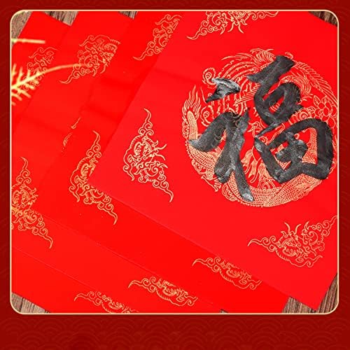 Kymy 10pcs Ano Novo Chinês Dou Fang Litter com Shading de personagens FU, 2023 Festival de primavera Copiando o personagem Fu Xuan Paper para Luna Ano Novo Ano Chinês Decorações do Festival
