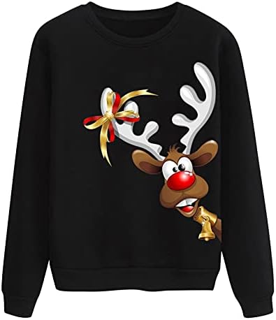 Christmas Womens Tops RENEDER Papai Noel Snowman Snowneckneck Pullover de pullocação de manga longa Camisetas de tamanho grande