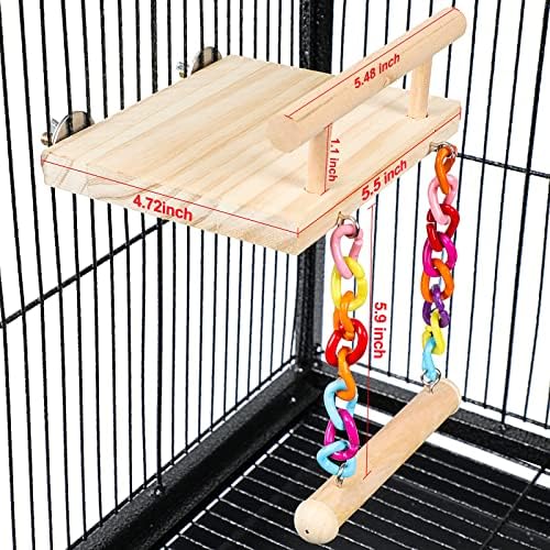 FRGKBTM Bird Birds Boys Cage Toys Parrot Plataforma de madeira Play Gyms Exercícios Exercícios com roda de giro de