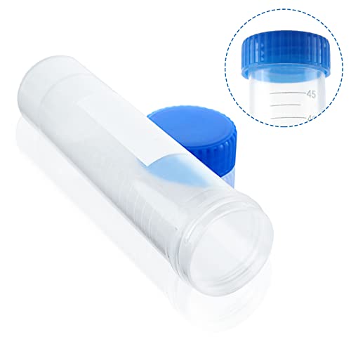 50pcs 50ml de centrífuga de plástico, tubo de ensaio de plástico com tampa de parafuso azul à prova de vazamentos,